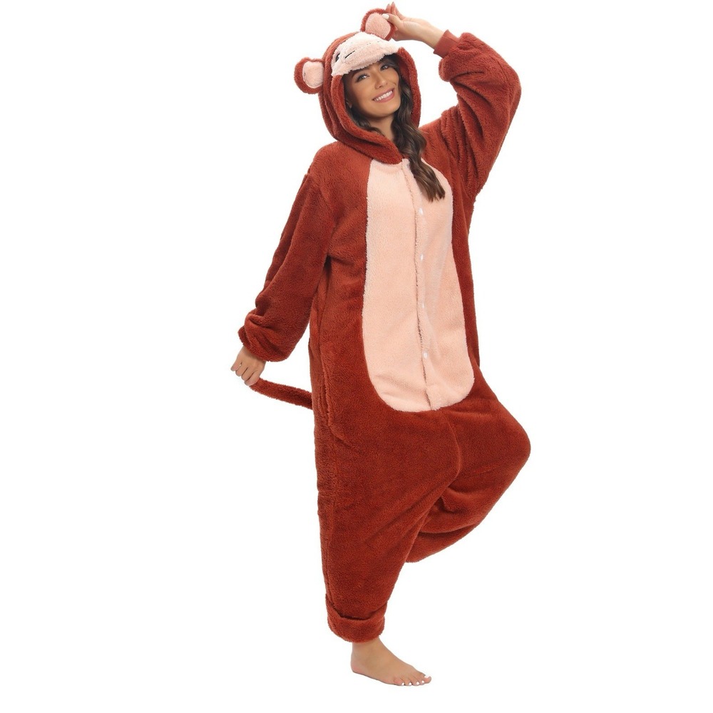 Monkey Jumpsuit Adult Large Costume Jungle Animal Pajama Dress Up Halloween Cozy